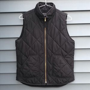 J. Crew Full Zip Quilted Vest Black Women’s Small